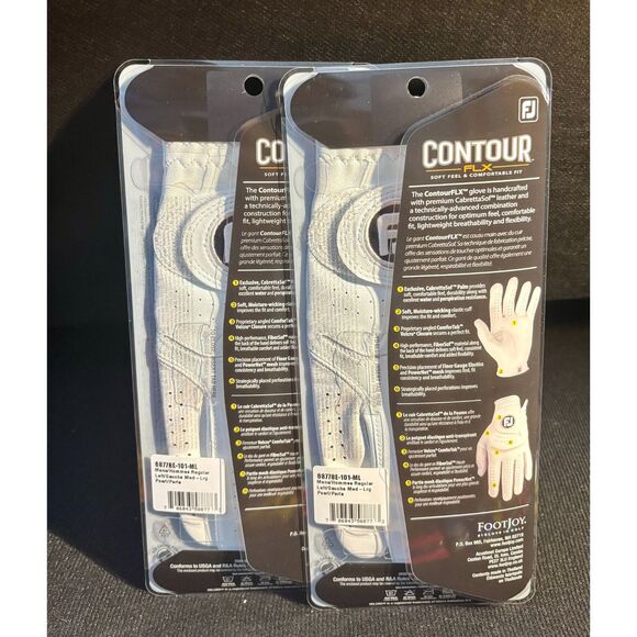 2PK Footjoy Contour FLX Men's Golf Glove LARGE Regular Left Glove - Pearl - Picture 2 of 2